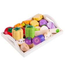 Magnetic Wooden Cutting Vegetables Food Play Toy Set Chopping Game pretend play 
