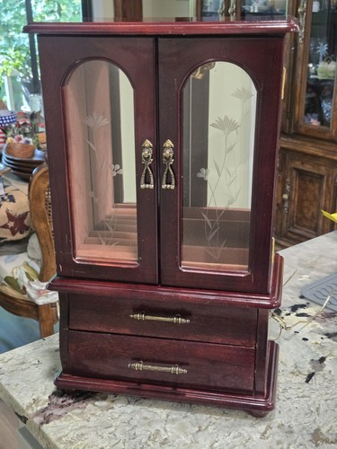 Vtg mahogany jewelry box - vtg,