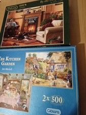 Gibsons 2x500 The Kitchen Garden / Falcon 1000 By the Fire Place Jigsaw Puzzles
