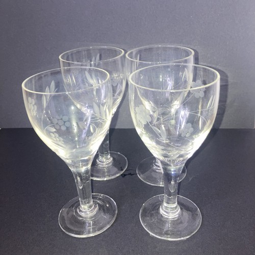 Vintage floral etched - etched, stemmed