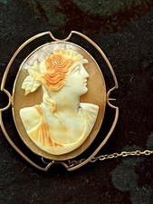 Antique 9ct gold cameo brooch - antique,