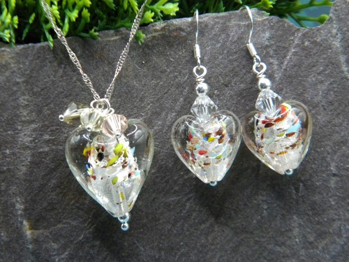 White murano glass heart - white,