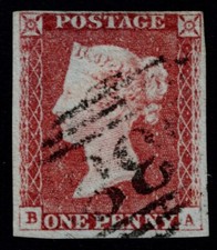 1841 1d Red Plate 77 BA B