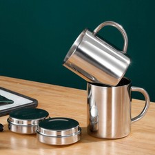 Portable Stainless Steel Double Wall Thermal Coffee Tea Mug Cup With Lid Travel