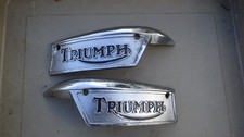 original J Fray Triumph Late Fuel Petrol Tank Badges T120 etc 82-9700 82-9701