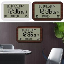 Easy To Read Radio Controlled Calendar Clock Displays Time Day Date Temperature