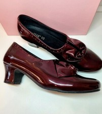 Ladies Hotter Patent Burgundy Vintage style leather Shoe UK 7-EU 41-US 9-Donna 