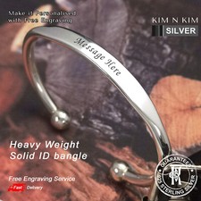 Heavy Weight Soild ID Torque Bangle Bracelet✔️Free Engraving✔️925Silver✔️Quality