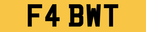 Initials number plate car - wt,