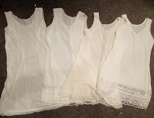 4 x Vintage Home Made Girls Full Petticoats Slips Nylon 