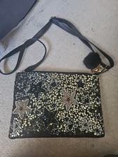 Ladies George At Asda Black Beaded Star Detail Crossbody/Handbag