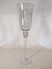 Large Stemmed glass Vase/Candle Holder  etched 38cm tall