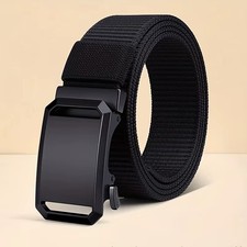 Tactical Men Nylon Waist Belt Automatic Buckle with Slide Ratchet Quick Release