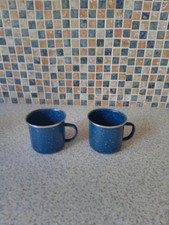 2 X BLUE SPECKLED ENAMEL MUG
