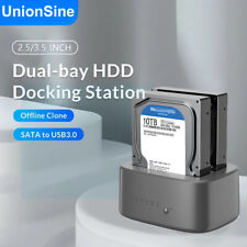 2.5 3.5" SATA USB3.0 Hard Drive Docking Station Dual-Bay External HDD SSD Reader