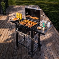 Oil Drum Charcoal BBQ Steel Grill Barbecue Warming Rack Portable Smoker Grills
