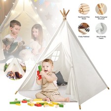 Large Canvas Children Indian Tent Teepee Kids Wigwam Indoor Outdoor Play House