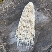 10x DE Wool Dreadlock Extensions - Custom Length - Natural White - Festival