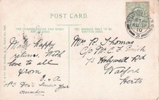 FAMILY HISTORY POSTCARD - Mrs THOMAS - WATFORD HOLYWELL ROAD c1910