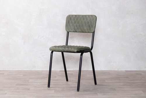 Green leather dining chair - green,