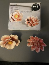 Next Set Of Two Ceramic Flower  Ornaments Damage To Box