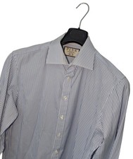 Men's THOMAS PINK Premium Blue STRIPE Pattern Button Shirt *SLIM* 16/41 L *VGC*
