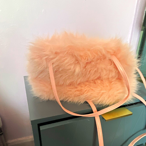 Pink faux fur fluffy shoulder - faux,