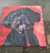 45 x 45 Cushion Cover red black shitzu Dog Zip No Cushion plush