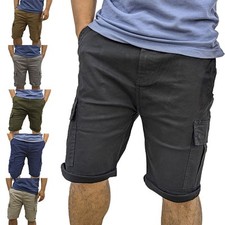 Mens Cargo Shorts Casual Cotton Slim Chino Stretch Knee Combat Summer Golf Pants