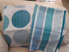 X2 Pillowcases Teal/ Duck Egg/White Housewife Pillowcases Circles Stripes Pair