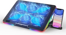 LIANGSTAR Laptop Cooling Pad, Laptop Cooler with 6 Quiet Led Fans 10 RGB Lightin