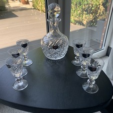 Wordsley Crystal Glass Decanter and six port/sherry new