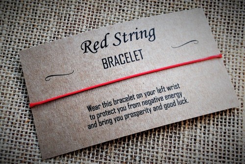 Red string wish bracelet - string,