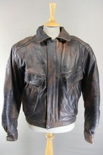 RARE FRANK THOMAS 'BARNSTORMER' DISTRESSED BROWN LEATHER FLYING JACKET 40"