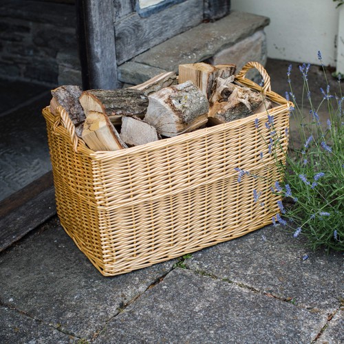 Natural wicker rectangular log - natural,