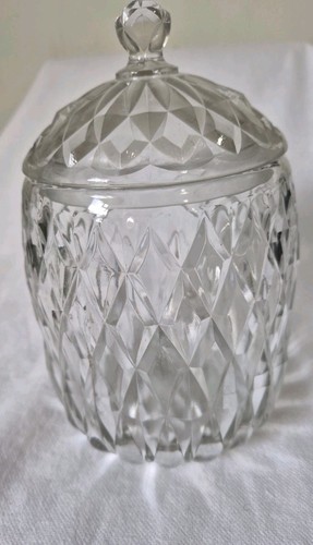 Vintage biscuit barrel glass - barrel,