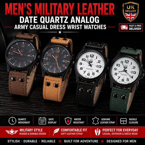 Men military leather date - men's,