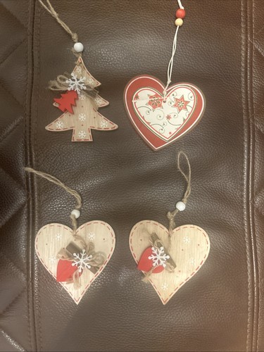 Four wooden christmas tree - four,