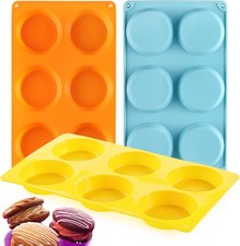 Muffin Top Pan, Silicone Egg Mold for Breakfast 11.6*6.69, Orange+Blue+Yellow 