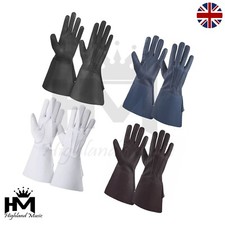 Men leather gauntlet gloves - leather,