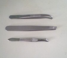 3 Assorted Sizes,Styles & Brands Stainless Steel Professional Precision Tweezers