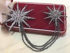 Art Deco Celestial Sparkling Crystal STAR PENDANT BROOCH Shawl Pin Vtg Jewellery