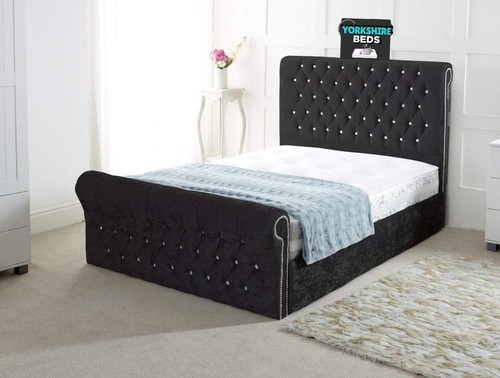 Chesterfield sleigh bed - bed, in