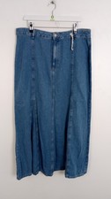 M&S Women's A-Line Denim Maxi Skirt Blue Mid Wash Size 18 Long NEW F2