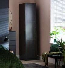 Munich Panelled 1 Door Wardrobe - Anthracite | Tall Slim Storage Cabinet