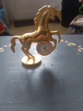 Vintage Parker Lane Rearing Horse Brass Clock
