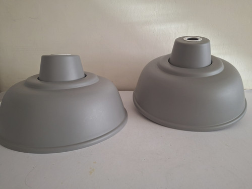Pair grey metal lamp - of, shades