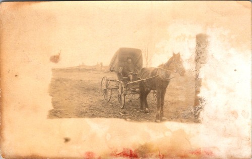 Man buggy sepia rppc c1910 - in,