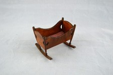 Dolls House 1:12 Scale Wooden Rocking Baby Cot / Cradle - Ex Condition