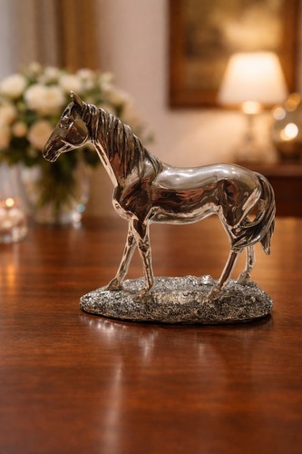 Silver plated horse - silver, statue